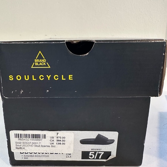 NWOT Soul Cycle Legend Skull Sparkle Slide in Black | Size Men’s 5 / Women’s 7 - Picture 3 of 5